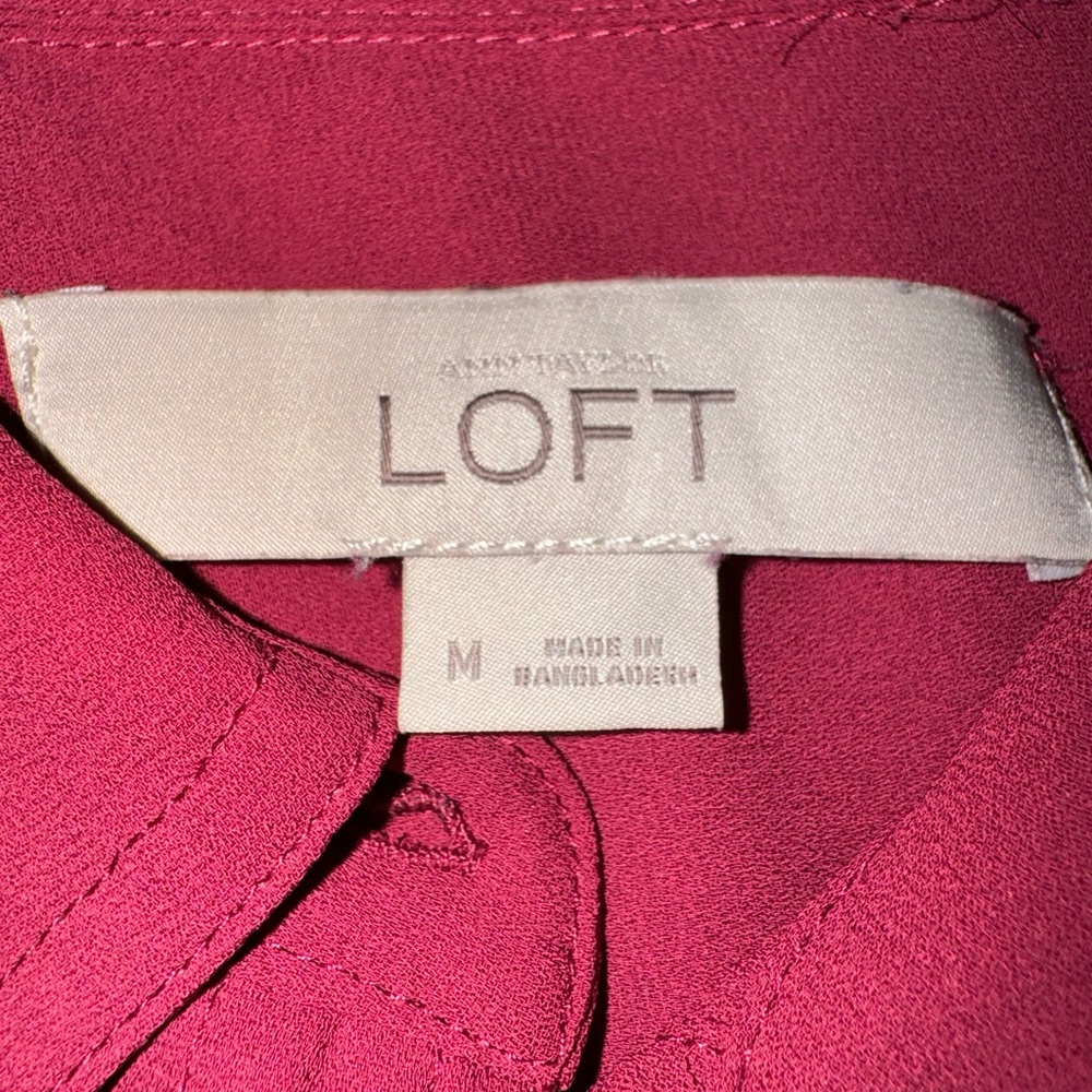 LOFT Deep Red Collared Blouse - Picture 3 of 5